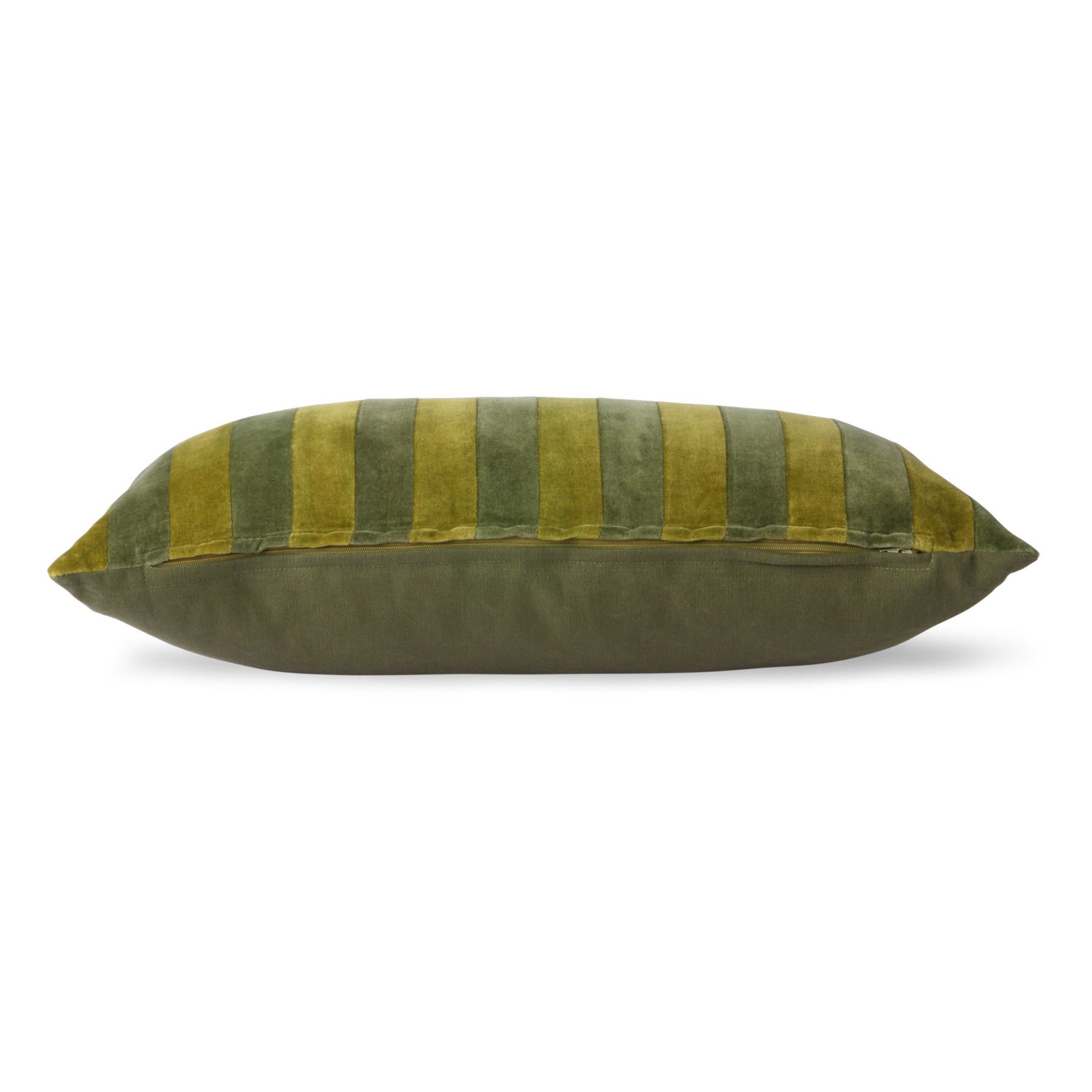 Rectangular Striped Velvet Cushion Verde Kaki- Imagen del producto n°2