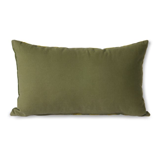 Rectangular Striped Velvet Cushion Verde Kaki