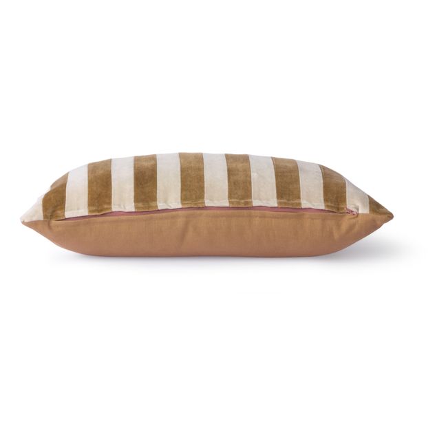 Rectangular Striped Velvet Cushion Marrón