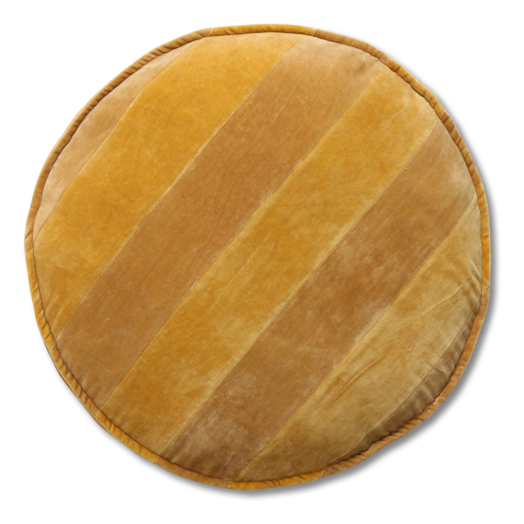 HKliving - Coussin d'assise rond rayé en velours - Ocre