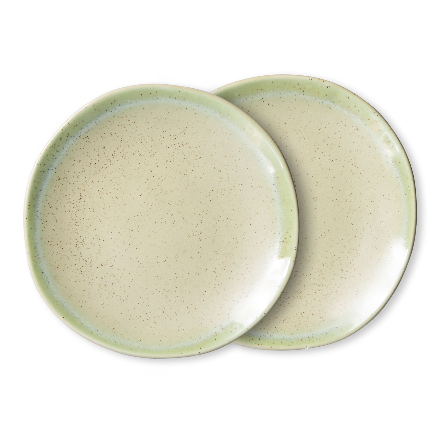 HKliving - Assiette 70's Pistachio - Set de 2 - Crème