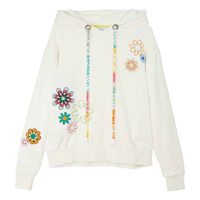 Floral Embroidered Sweatshirt Marfil