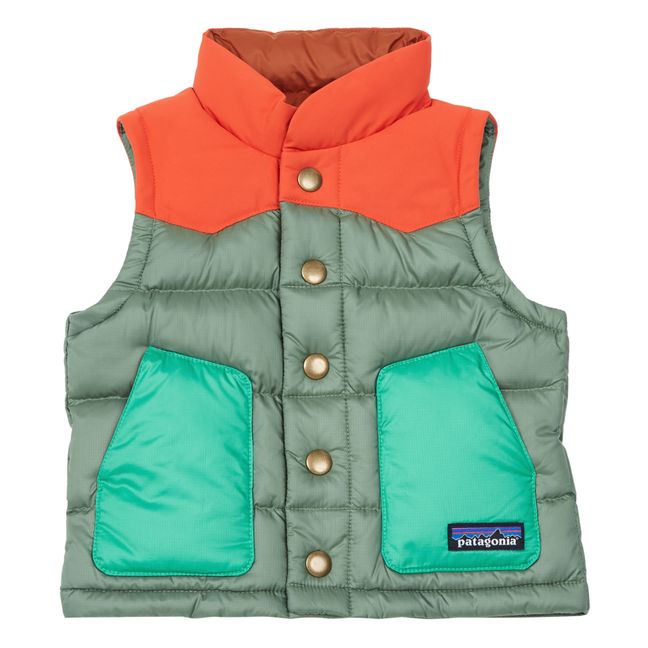 Recycled Polyester Colourblock Puffer Vest Verde
