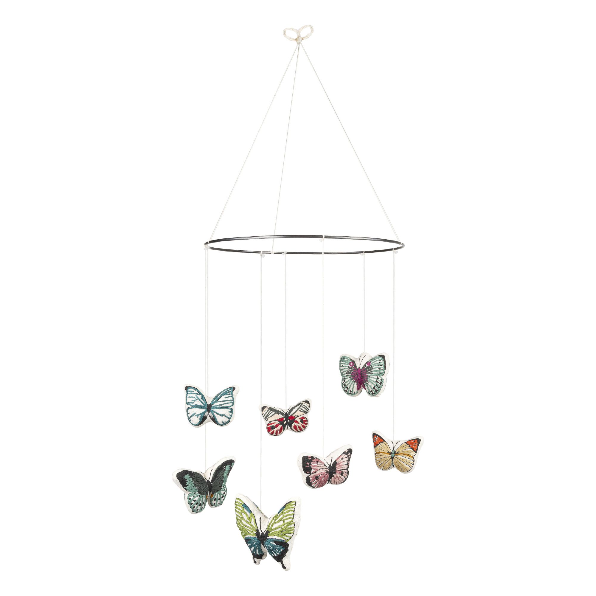 Numero 74 - Mobile Papillons en coton bio - Multicolore
