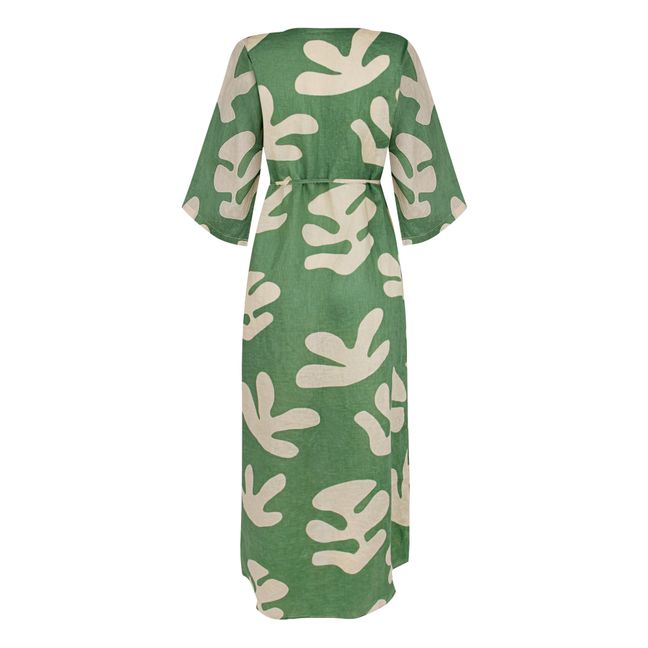 Flora Linen Dress Green