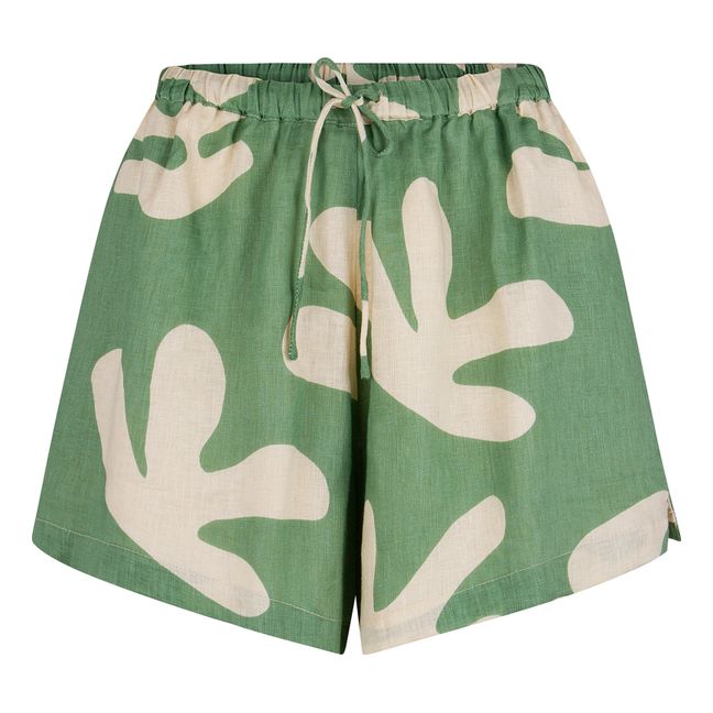 Flora Linen Shorts Verde