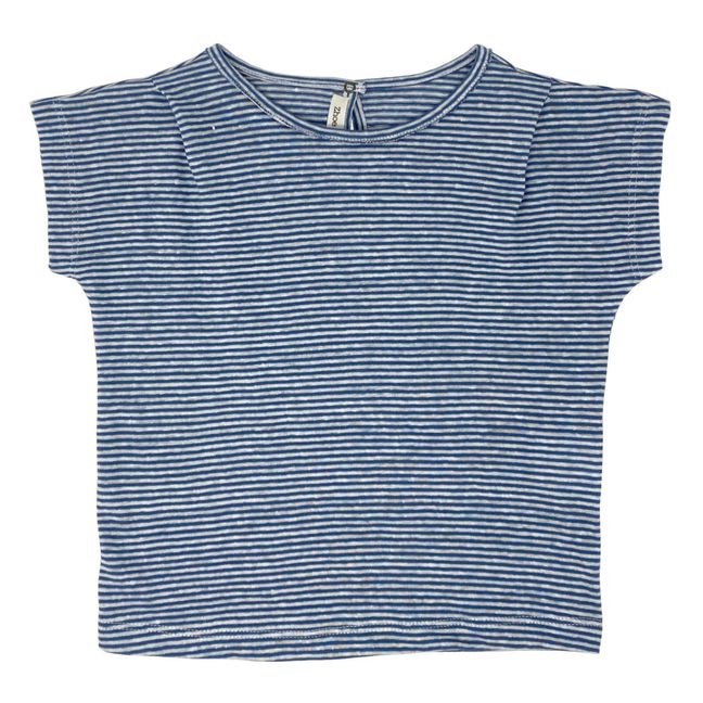 Striped Linen T-shirt Blue