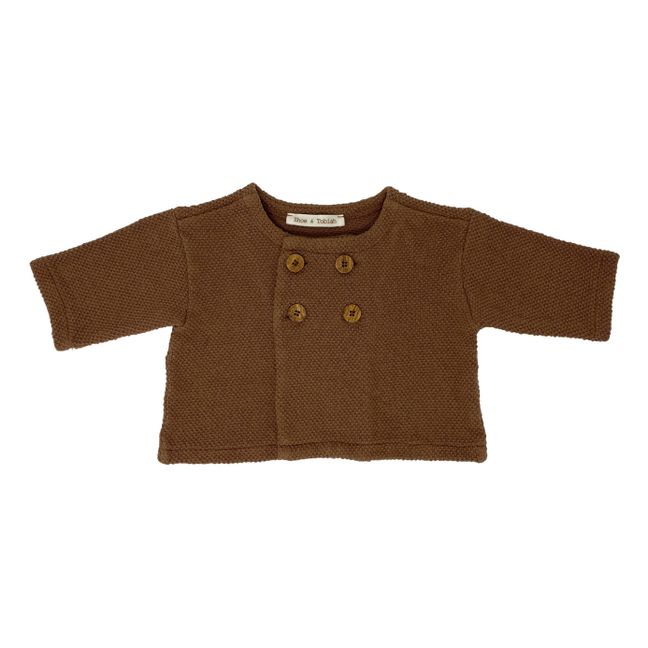 Knit Button-Up Cardigan Chocolate