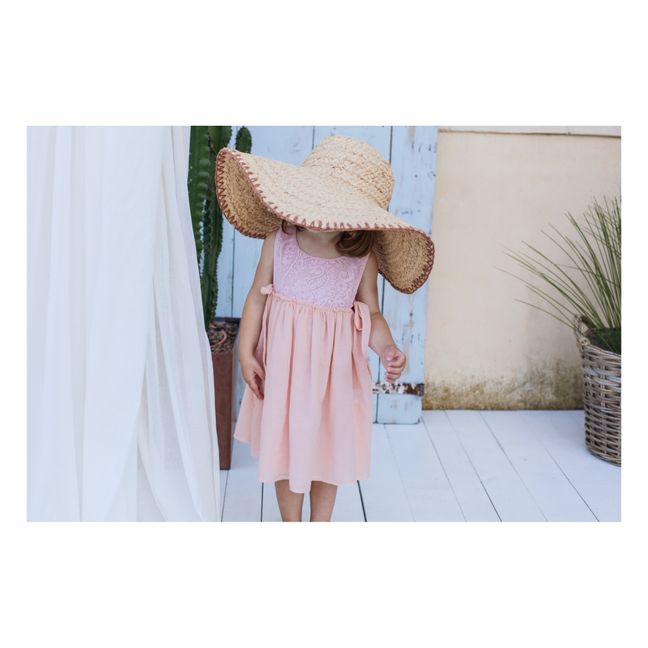 Dual-Material Dress | Pale pink
