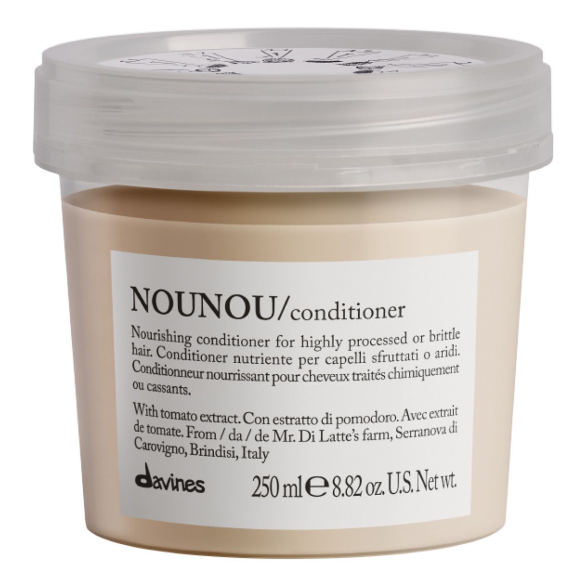 Davines - Après-shampoing nourrissant pour cheveux abimés Nounou -250ml - Non teinté