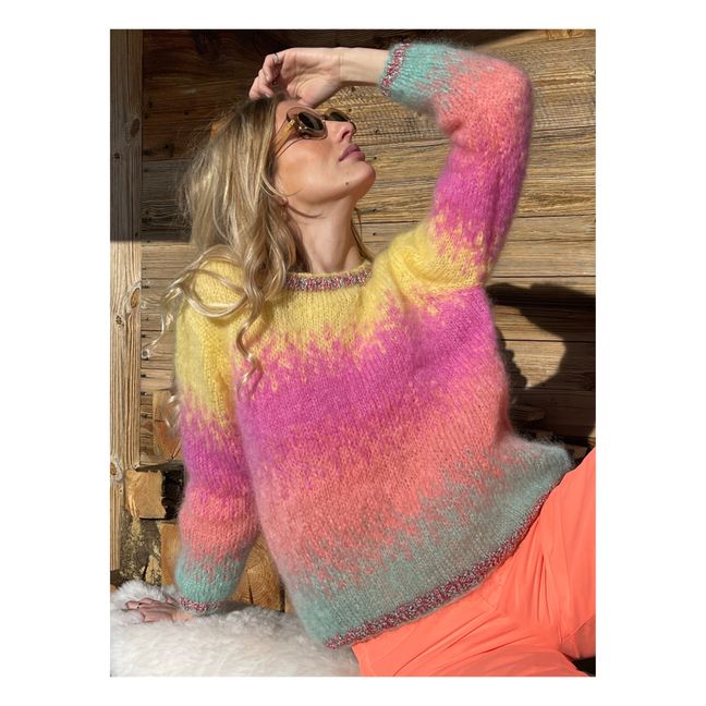 Pullover Tie and Dye Mohair und Wolle Aqua