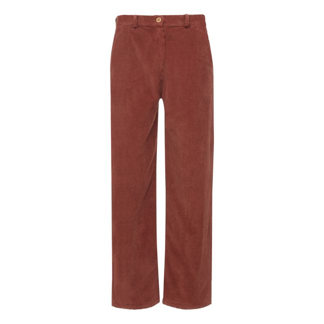 Pantaloni in velluto, modello: Swann - Collezione Donna - Rosso mattone