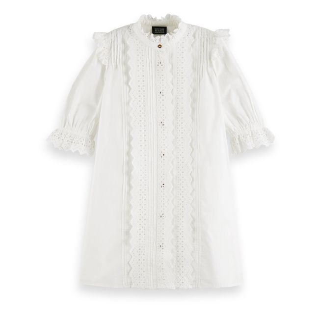English Embroidery Organic Cotton Dress White