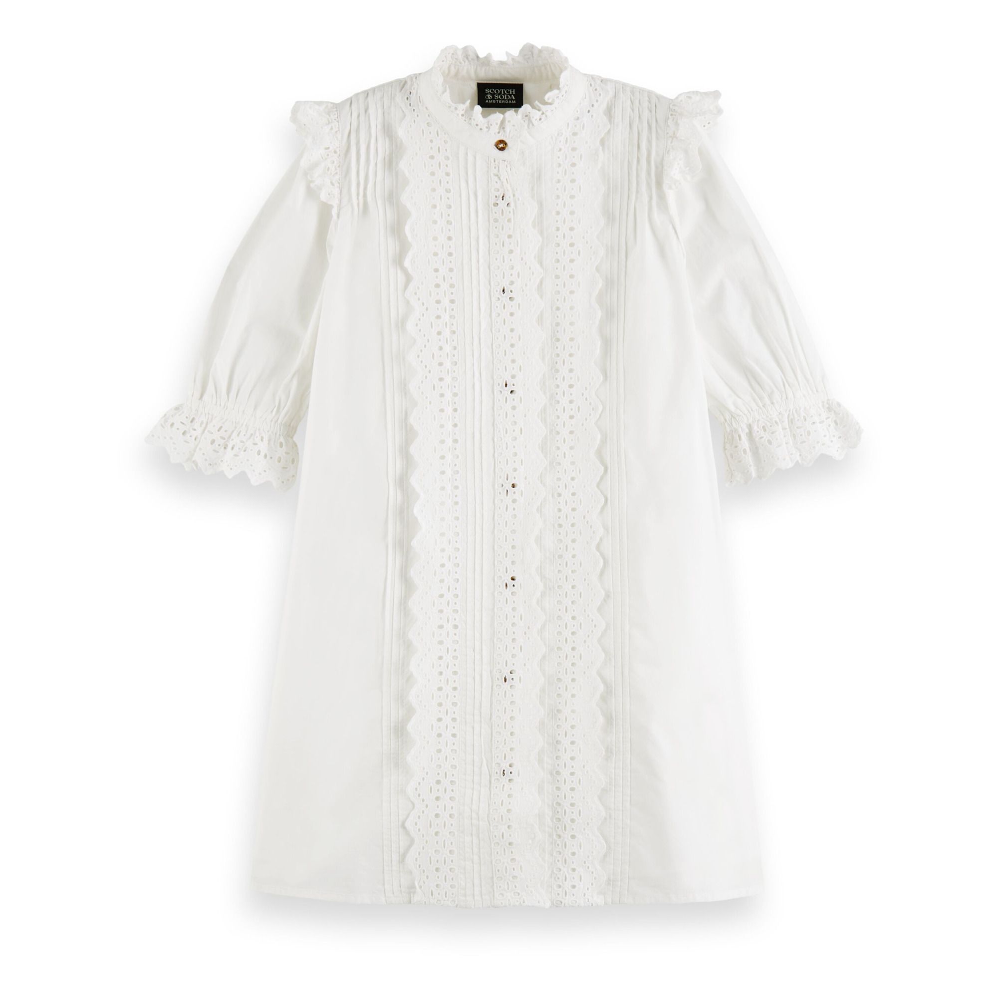 English Embroidery Organic Cotton Dress White- Product image n°0