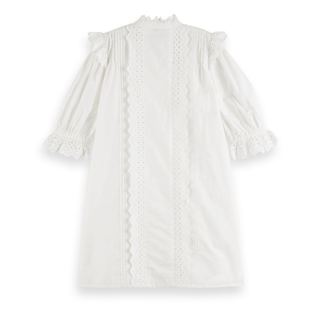 English Embroidery Organic Cotton Dress Blanco