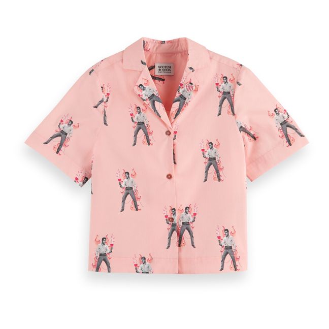 Scotch & Soda x Elvis Collaboration - Organic Cotton Short Sleeve Shirt Pink