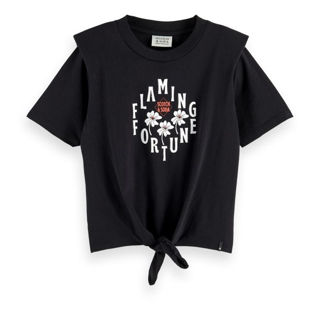 T-shirt Epaulettes Coton Bio Noir