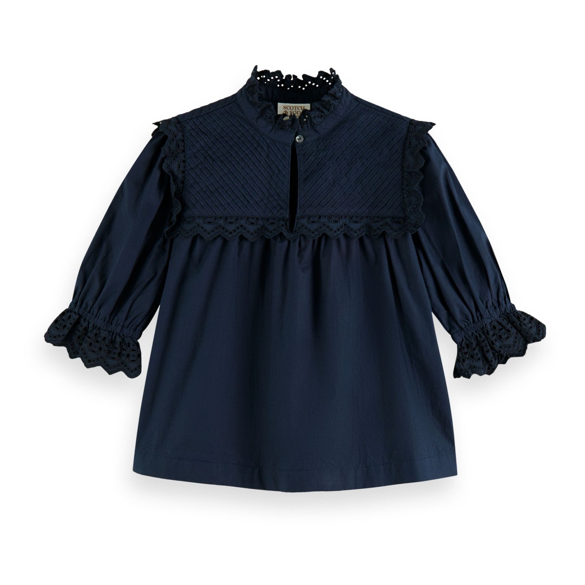 Scotch & Soda - Blouse Broderie Anglaise Coton Bio - Fille - Bleu nuit