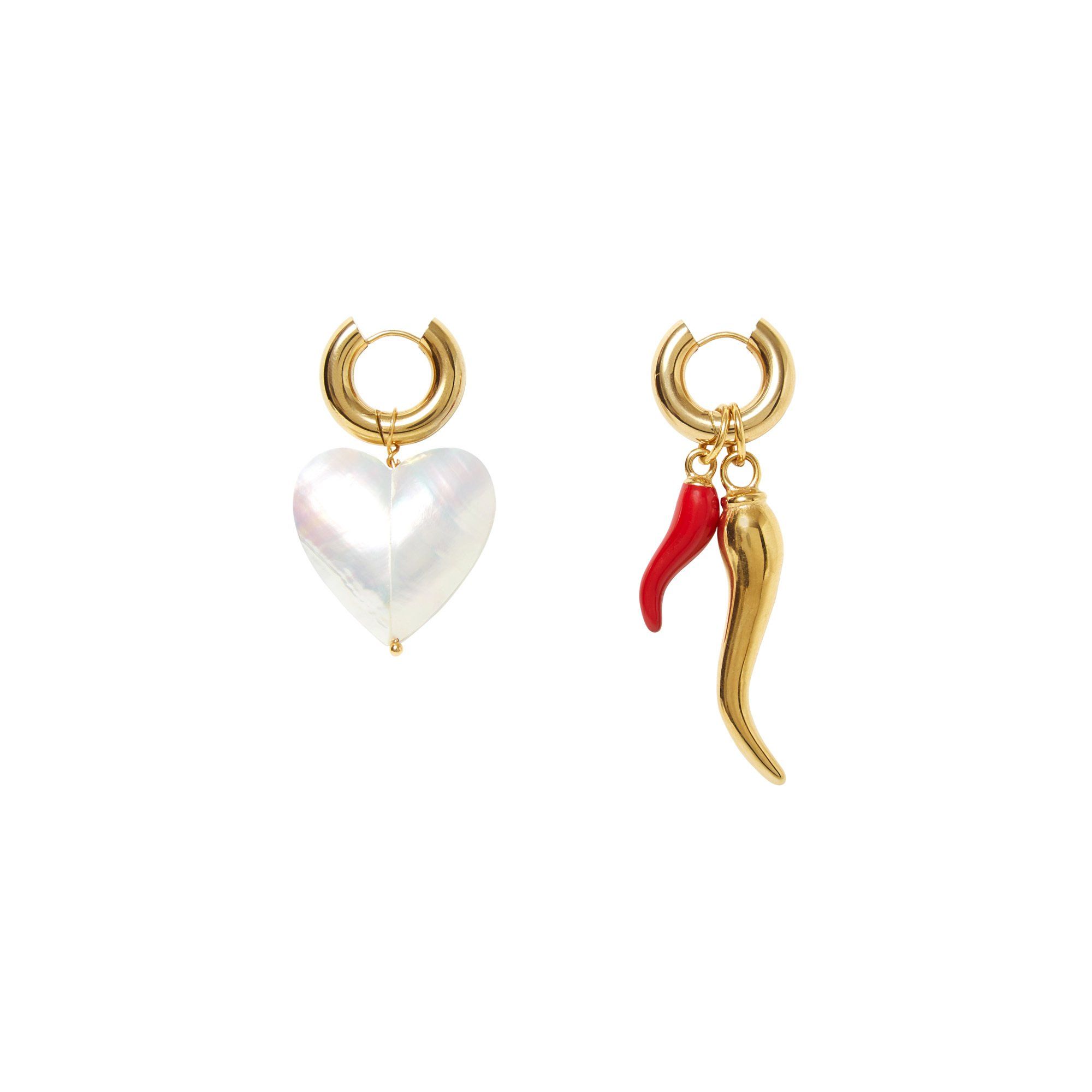 Mismatching Heart and Pepper Earrings Dorado- Imagen del producto n°0