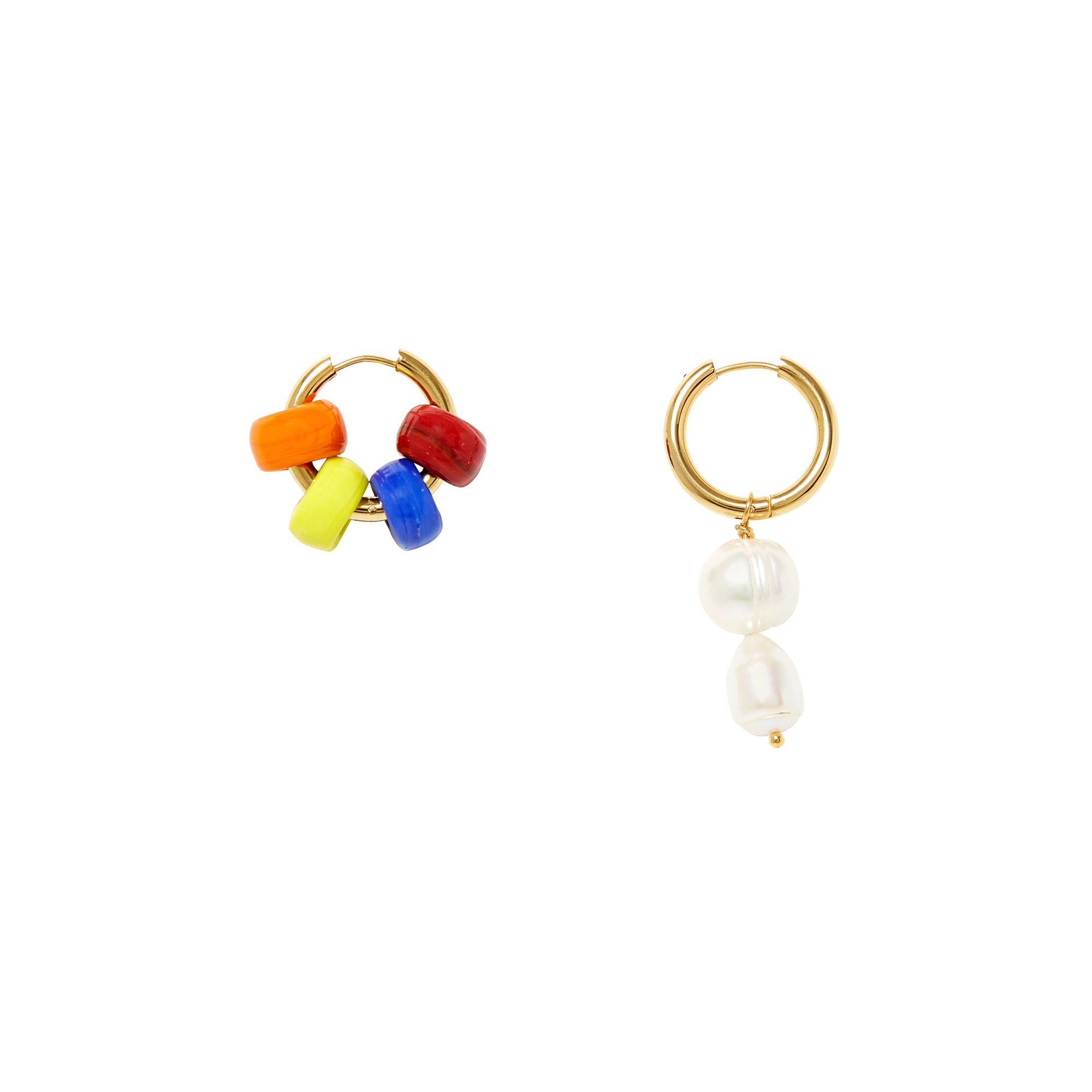 Pendientes Desparejados Perlas Multicolor- Imagen del producto n°0