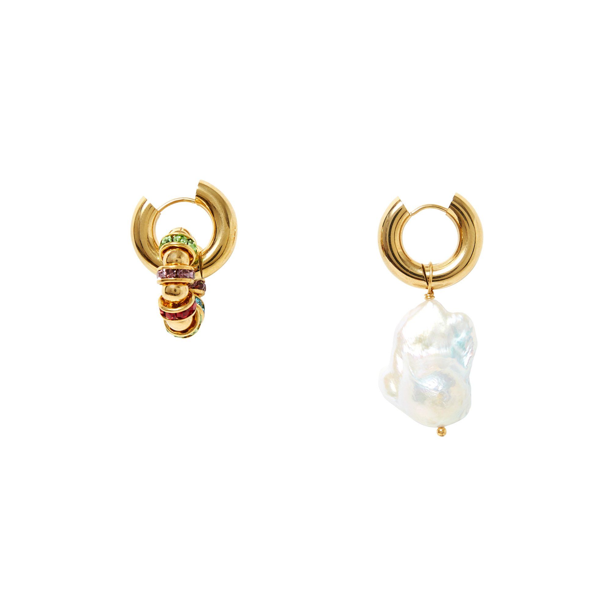 Timeless Pearly - Boucles d'Oreilles Dépareillées Perles et Strass - Femme - Multicolore