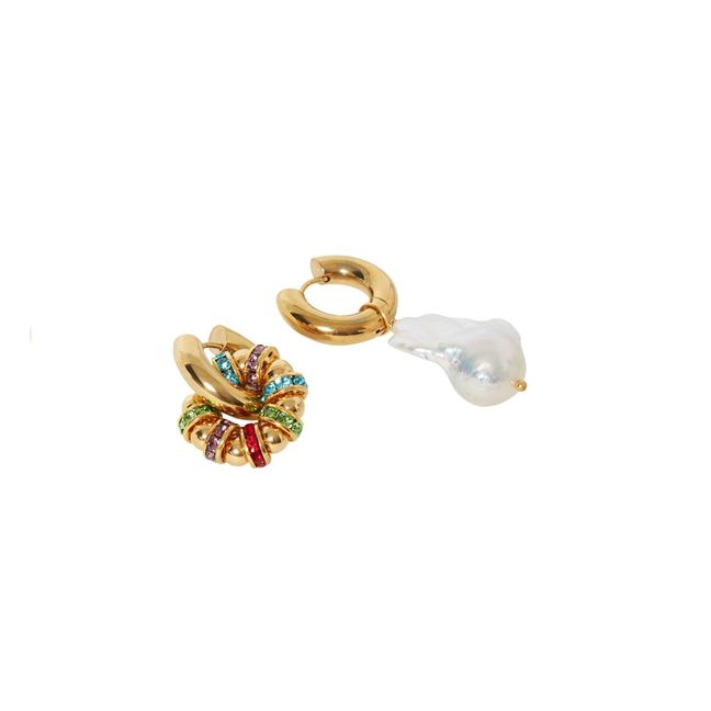 Mismatching Pearl and Sparkle Earrings Multicolore