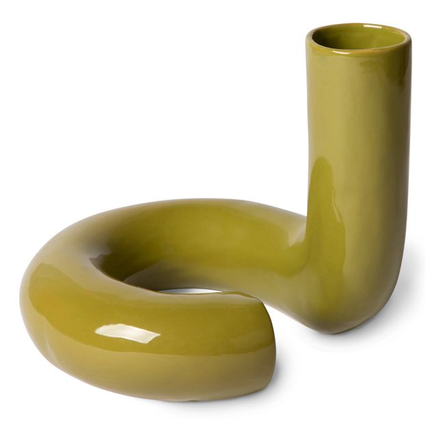 Twisted Ceramic Vase Olive green