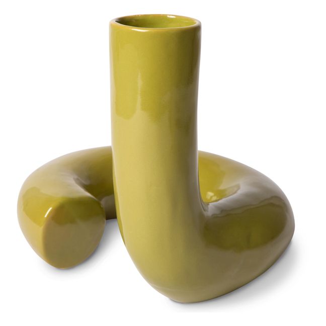Vase Twisted en céramique Vert olive