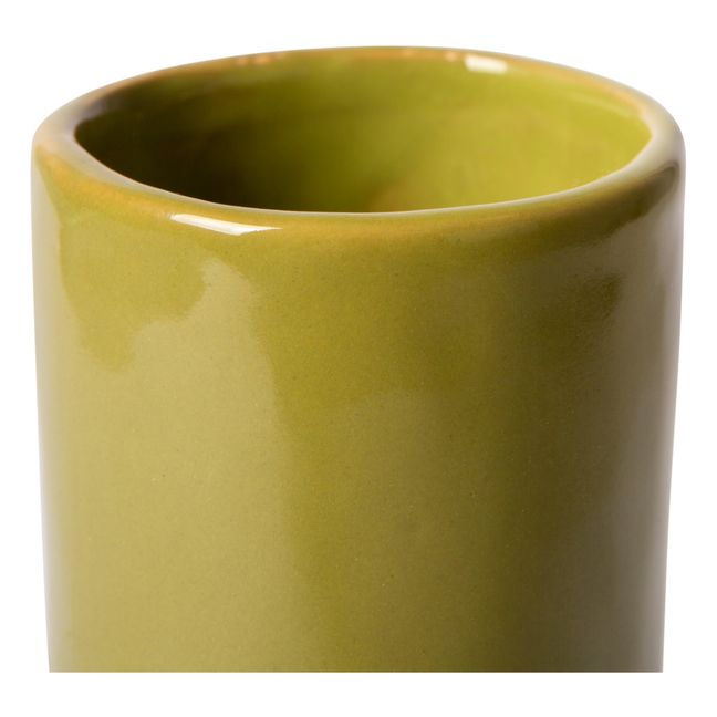 Vase Twisted en céramique Vert olive