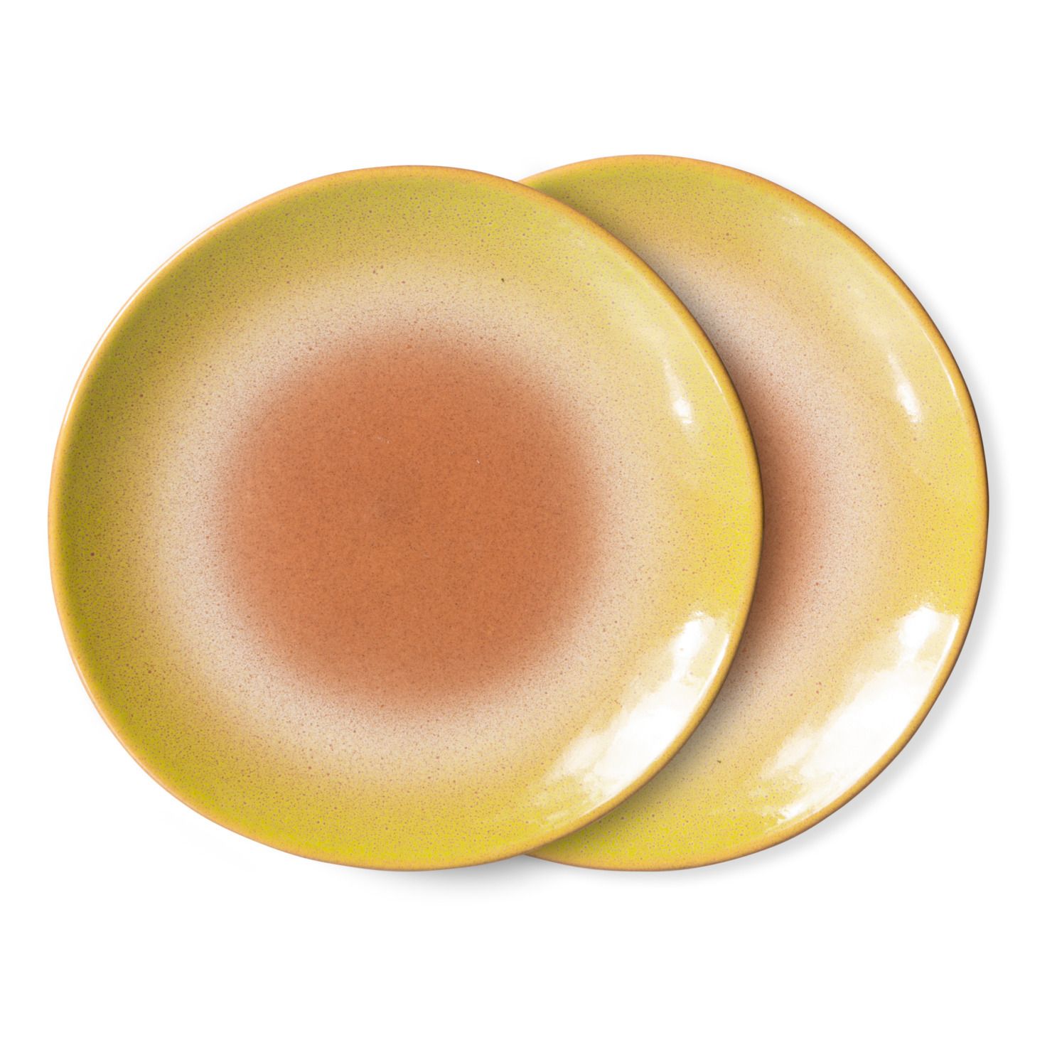 HKliving - Assiette 70's Eclipse - Set de 2 - Abricot - Jaune