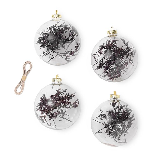 Flora Glass Christmas Baubles - Set of 4 Pflaume
