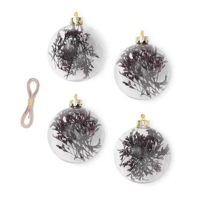 Flora Glass Christmas Baubles - Set of 4 Ciruela