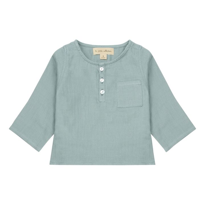 La Petite Collection x Smallable - Cotton Muslin Kurta Shirt - Exclusive | Blue Green- Product image n°0