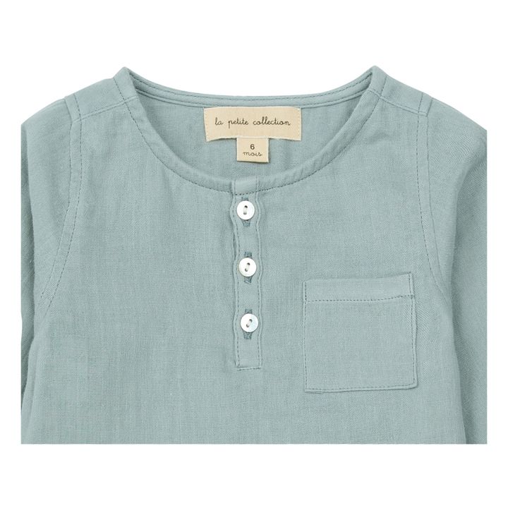 La Petite Collection x Smallable - Cotton Muslin Kurta Shirt - Exclusive | Blue Green- Product image n°1
