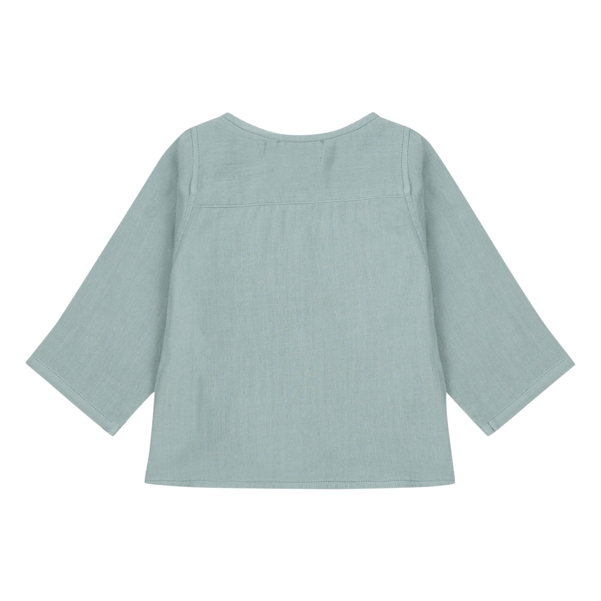 La Petite Collection x Smallable - Cotton Muslin Kurta Shirt - Exclusive Blue Green- Product image n°2