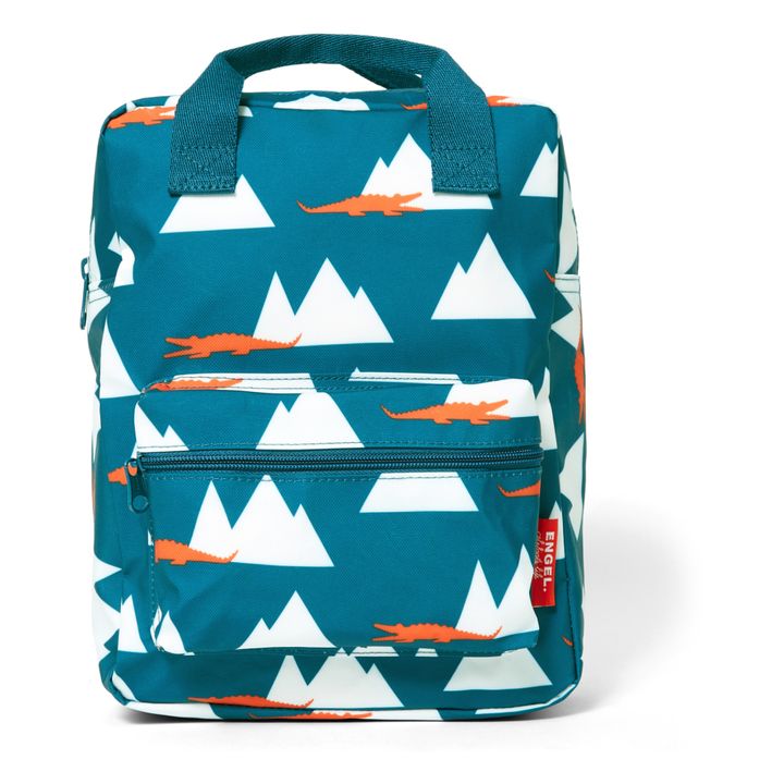 Croc-print Recycled Plastic Backpack Blue- Product image n°0