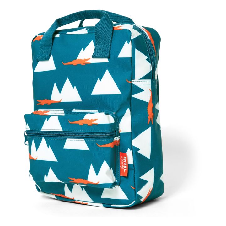 Croc-print Recycled Plastic Backpack Blue- Product image n°1