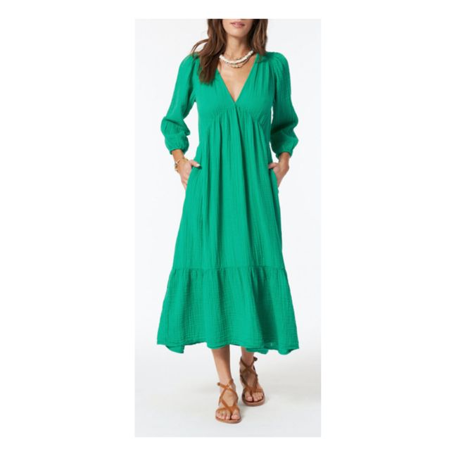 Ella Cotton Muslin Dress Verde