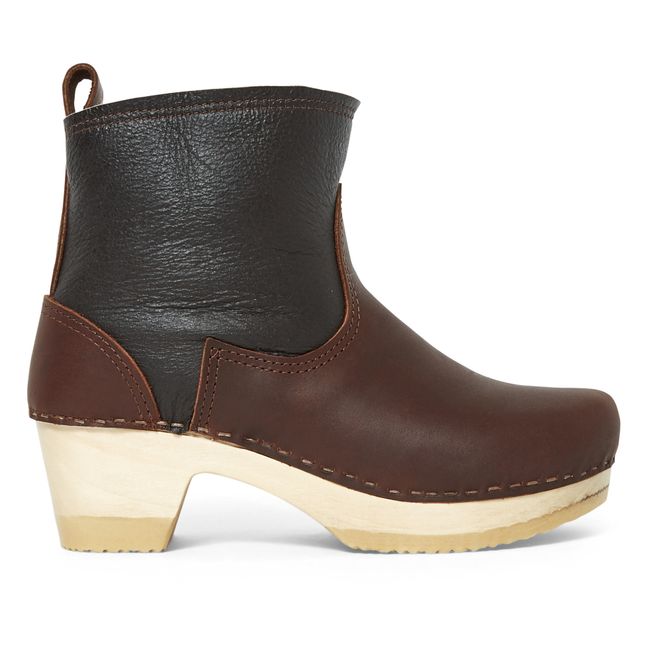 Mid-Heel Shearling-Lined Boots Brown