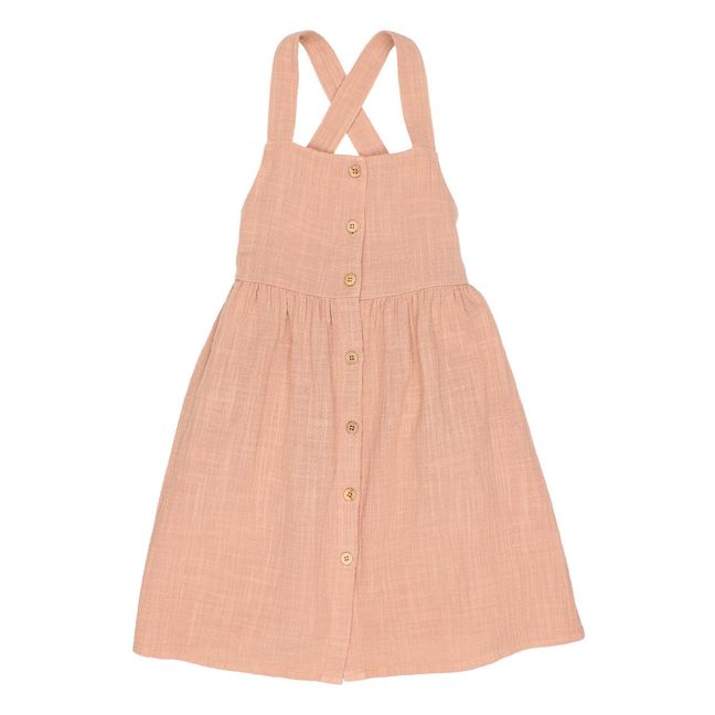 Organic Cotton Muslin Apron Dress Dusty Pink