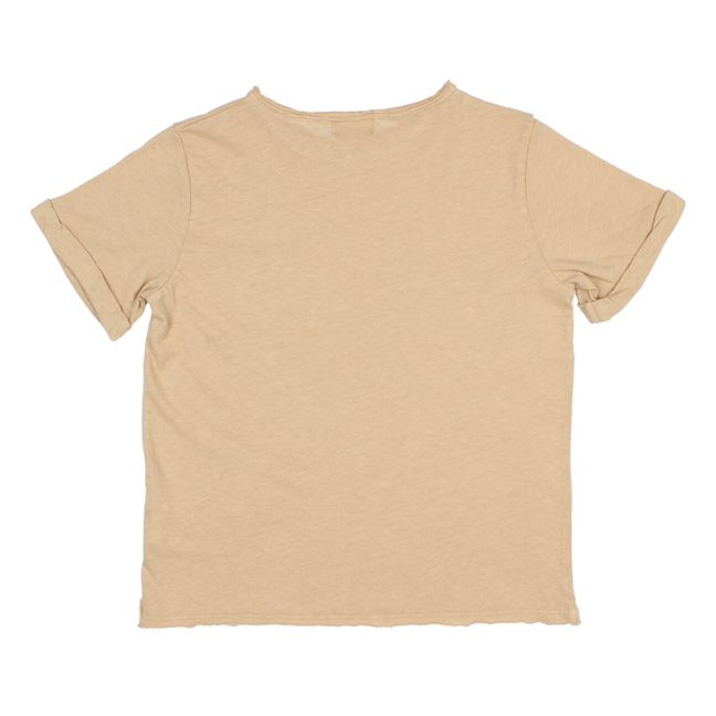 Cotton and Linen Pocket T-shirt Ocra
