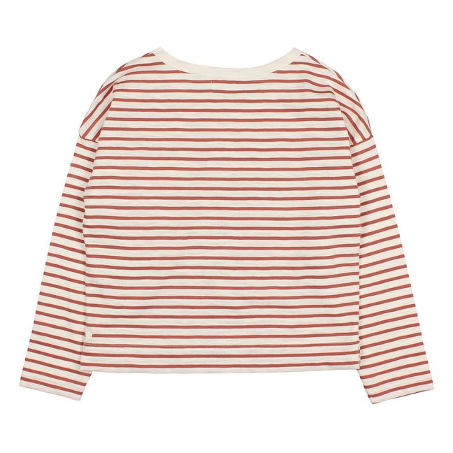 Striped Organic Cotton Slub T-shirt Terracotta