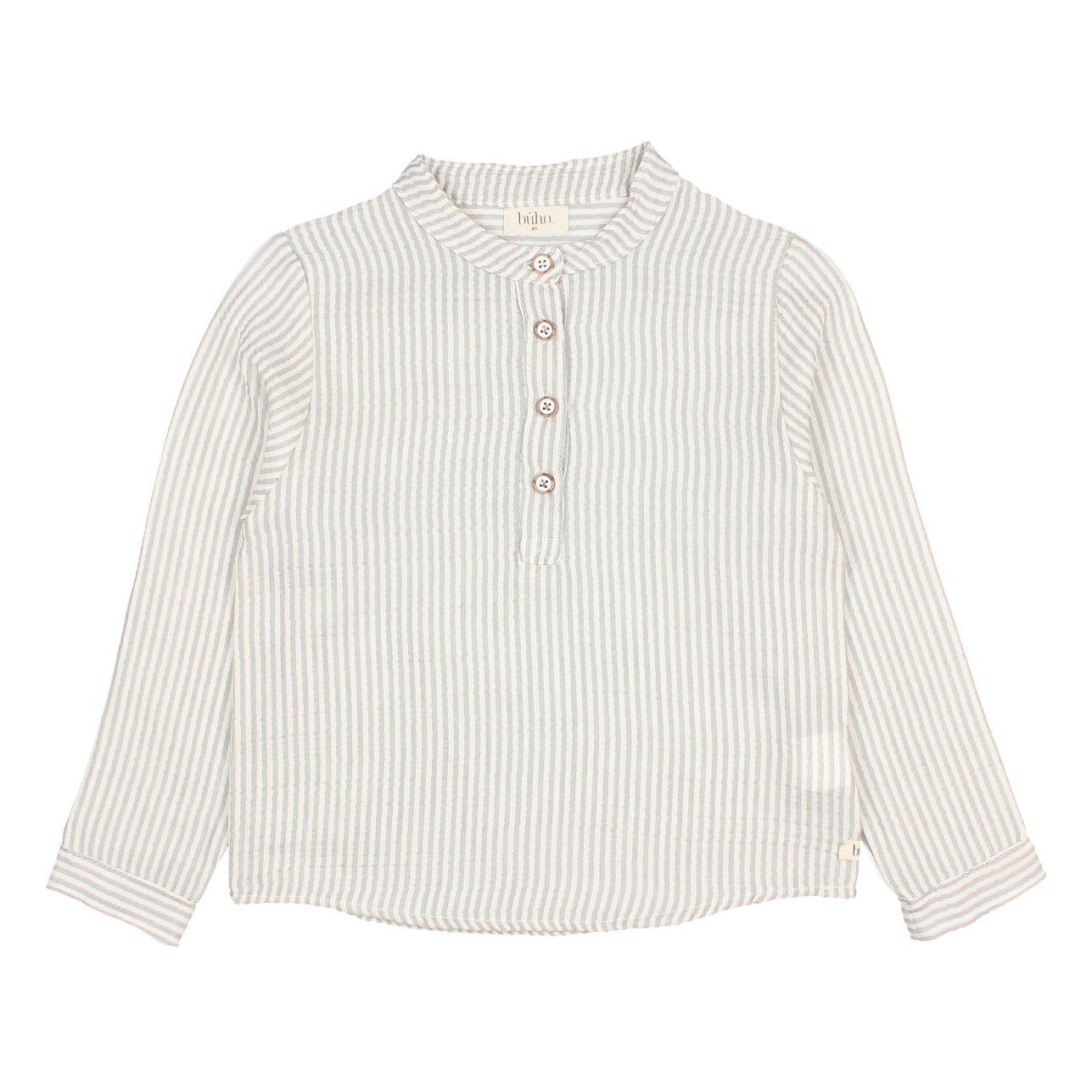 Striped Organic Cotton Muslin Kurta Shirt Light grey- Product image n°0