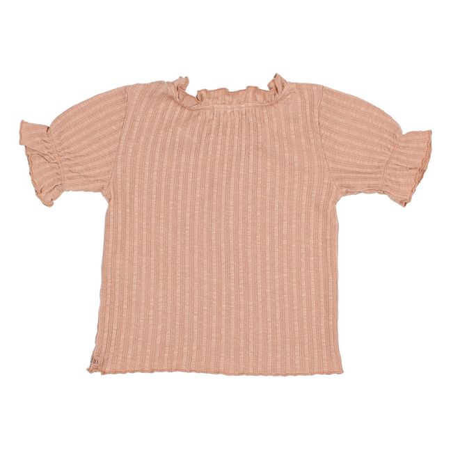 Organic Cotton Ribbed T-shirt Dusty Pink