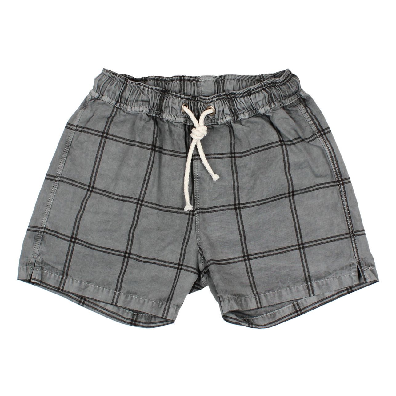 Organic Cotton Checked Swim Trunks Grey Búho Fashion Children - Smallable