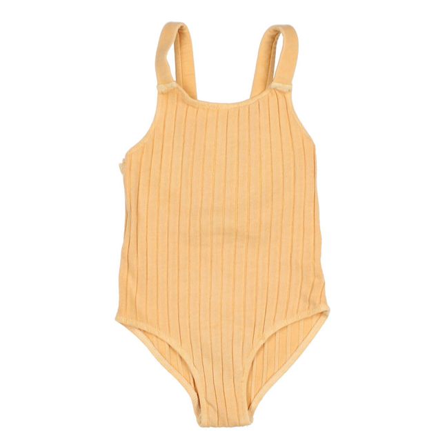 Organic Cotton Ribbed Swimsuit Yellow
