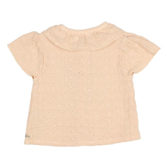 Organic Cotton Muslin Embroidered Blouse Powder pink