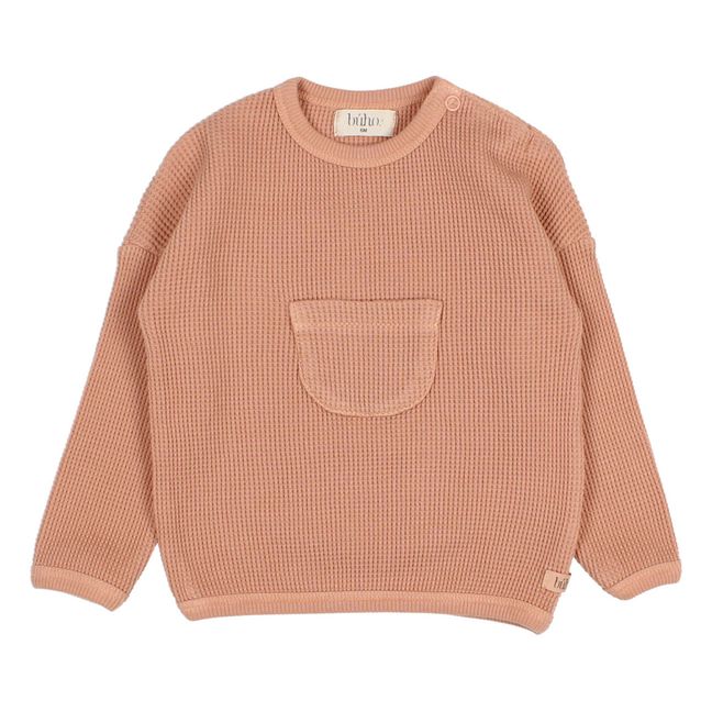 Organic Cotton Textured Pocket Sweatshirt Dusty Pink