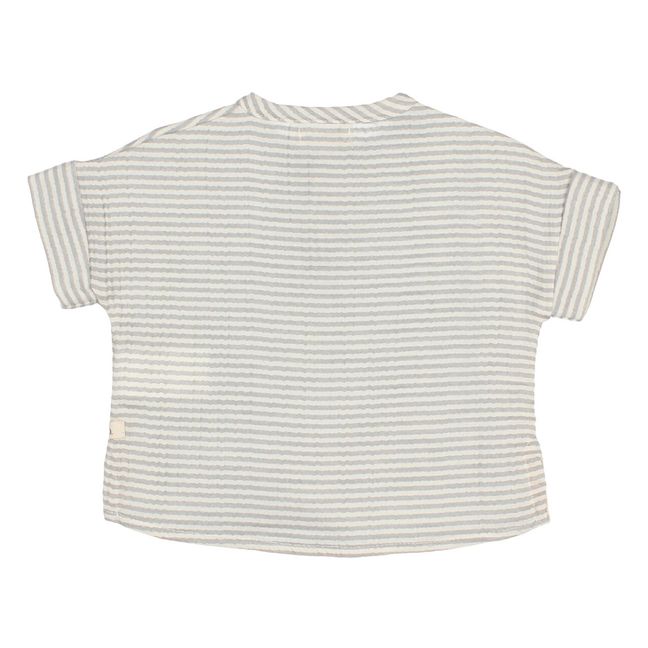 Striped Organic Cotton Muslin Baby Kurta Shirt Light grey