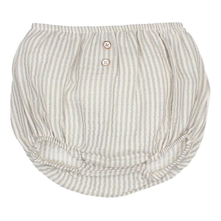 Organic Cotton Muslin Striped Bloomers Light grey- Product image n°0